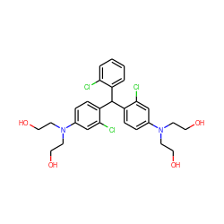 OCCN(CCO)c1ccc(C(c2ccccc2Cl)c2ccc(N(CCO)CCO)cc2Cl)c(Cl)c1 ZINC000008687154