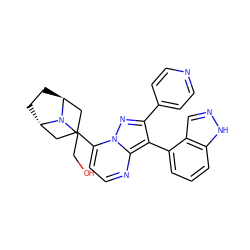 OCCN1[C@H]2CC[C@H]1CC(c1ccnc3c(-c4cccc5[nH]ncc45)c(-c4ccncc4)nn13)C2 ZINC000101299351