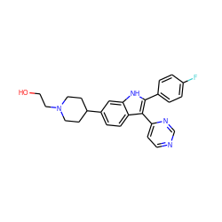 OCCN1CCC(c2ccc3c(-c4ccncn4)c(-c4ccc(F)cc4)[nH]c3c2)CC1 ZINC000040949249