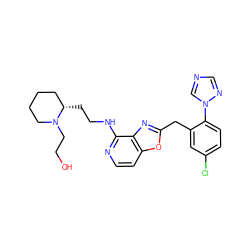 OCCN1CCCC[C@@H]1CCNc1nccc2oc(Cc3cc(Cl)ccc3-n3cncn3)nc12 ZINC000028527511