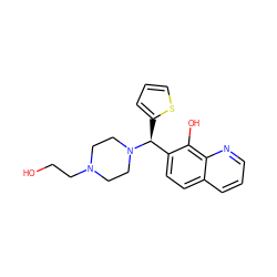 OCCN1CCN([C@@H](c2cccs2)c2ccc3cccnc3c2O)CC1 ZINC000020507287