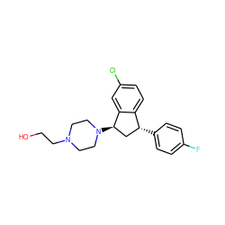 OCCN1CCN([C@@H]2C[C@@H](c3ccc(F)cc3)c3ccc(Cl)cc32)CC1 ZINC000022937813