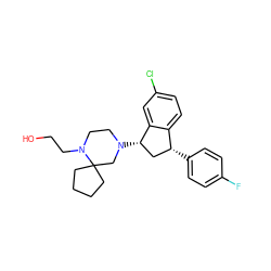 OCCN1CCN([C@H]2C[C@@H](c3ccc(F)cc3)c3ccc(Cl)cc32)CC12CCCC2 ZINC000036093079