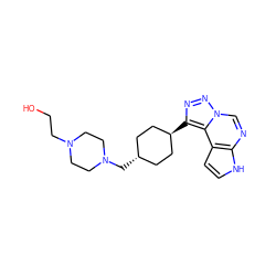 OCCN1CCN(C[C@H]2CC[C@H](c3nnn4cnc5[nH]ccc5c34)CC2)CC1 ZINC001772595806