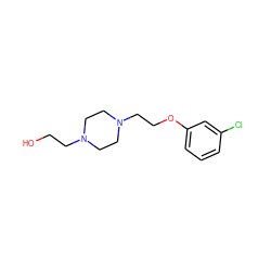 OCCN1CCN(CCOc2cccc(Cl)c2)CC1 ZINC000019293459