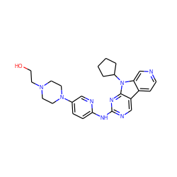 OCCN1CCN(c2ccc(Nc3ncc4c5ccncc5n(C5CCCC5)c4n3)nc2)CC1 ZINC000117687052