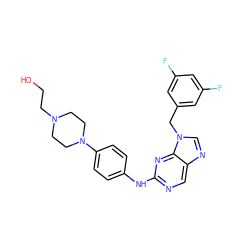 OCCN1CCN(c2ccc(Nc3ncc4ncn(Cc5cc(F)cc(F)c5)c4n3)cc2)CC1 ZINC000053184763