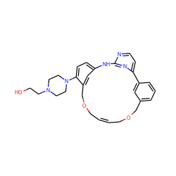 OCCN1CCN(c2ccc3cc2COCC=CCOCc2cccc(c2)-c2ccnc(n2)N3)CC1 ZINC000254135026