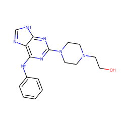 OCCN1CCN(c2nc(Nc3ccccc3)c3nc[nH]c3n2)CC1 ZINC000053296541