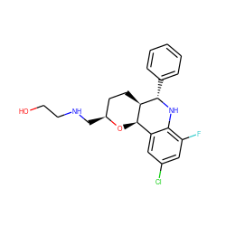 OCCNC[C@H]1CC[C@@H]2[C@H](O1)c1cc(Cl)cc(F)c1N[C@H]2c1ccccc1 ZINC000049784410