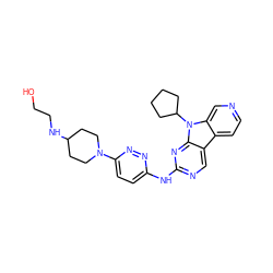 OCCNC1CCN(c2ccc(Nc3ncc4c5ccncc5n(C5CCCC5)c4n3)nn2)CC1 ZINC000169706888