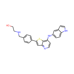 OCCNCc1ccc(-c2cc3nccc(Nc4ccc5[nH]ccc5c4)c3s2)cc1 ZINC000013588191