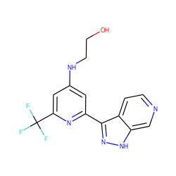 OCCNc1cc(-c2n[nH]c3cnccc23)nc(C(F)(F)F)c1 ZINC000098209098