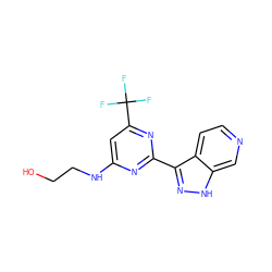 OCCNc1cc(C(F)(F)F)nc(-c2n[nH]c3cnccc23)n1 ZINC000103231384