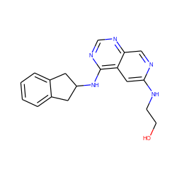 OCCNc1cc2c(NC3Cc4ccccc4C3)ncnc2cn1 ZINC000040407842