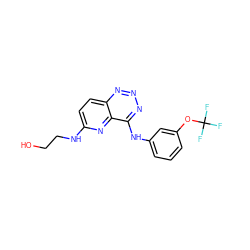 OCCNc1ccc2nnnc(Nc3cccc(OC(F)(F)F)c3)c2n1 ZINC000653713003