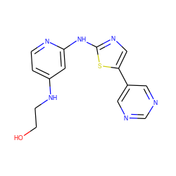 OCCNc1ccnc(Nc2ncc(-c3cncnc3)s2)c1 ZINC000034836641