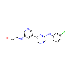 OCCNc1cncc(-c2cncc(Nc3cccc(Cl)c3)n2)c1 ZINC000013648363