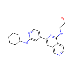 OCCNc1nc(-c2ccnc(NC3CCCCC3)c2)cc2cnccc12 ZINC000058568754