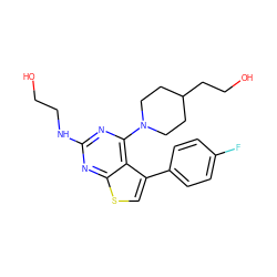 OCCNc1nc(N2CCC(CCO)CC2)c2c(-c3ccc(F)cc3)csc2n1 ZINC000146519995