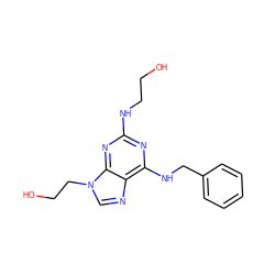 OCCNc1nc(NCc2ccccc2)c2ncn(CCO)c2n1 ZINC000013760944