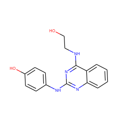 OCCNc1nc(Nc2ccc(O)cc2)nc2ccccc12 ZINC000002846610