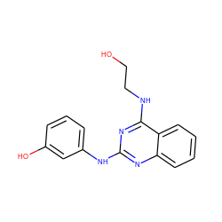 OCCNc1nc(Nc2cccc(O)c2)nc2ccccc12 ZINC000002180582