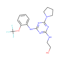 OCCNc1nc(Nc2ccccc2OC(F)(F)F)nc(N2CCCC2)n1 ZINC000012509004