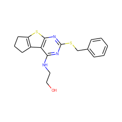 OCCNc1nc(SCc2ccccc2)nc2sc3c(c12)CCC3 ZINC000005072251