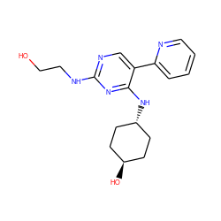 OCCNc1ncc(-c2ccccn2)c(N[C@H]2CC[C@H](O)CC2)n1 ZINC000261087085