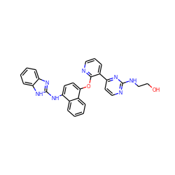 OCCNc1nccc(-c2cccnc2Oc2ccc(Nc3nc4ccccc4[nH]3)c3ccccc23)n1 ZINC000299837913