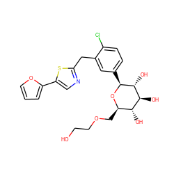 OCCOC[C@H]1O[C@@H](c2ccc(Cl)c(Cc3ncc(-c4ccco4)s3)c2)[C@H](O)[C@@H](O)[C@@H]1O ZINC000066251983