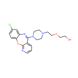 OCCOCCN1CCN(C2=Nc3cc(Cl)ccc3Oc3ncccc32)CC1 ZINC000084619133