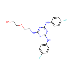 OCCOCCNc1nc(Nc2ccc(F)cc2)nc(Nc2ccc(F)cc2)n1 ZINC001772645680