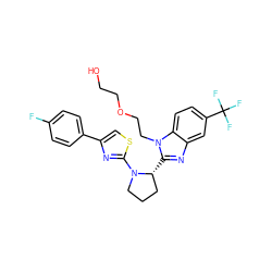 OCCOCCn1c([C@@H]2CCCN2c2nc(-c3ccc(F)cc3)cs2)nc2cc(C(F)(F)F)ccc21 ZINC000012507264