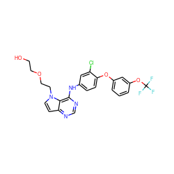 OCCOCCn1ccc2ncnc(Nc3ccc(Oc4cccc(OC(F)(F)F)c4)c(Cl)c3)c21 ZINC000073196900