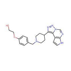 OCCOc1ccc(CN2CCC(c3nnn4cnc5[nH]ccc5c34)CC2)cc1 ZINC001772622322