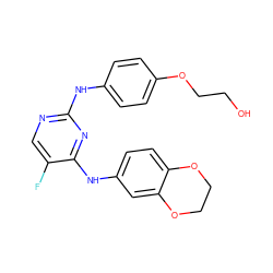 OCCOc1ccc(Nc2ncc(F)c(Nc3ccc4c(c3)OCCO4)n2)cc1 ZINC000038268201