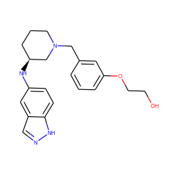 OCCOc1cccc(CN2CCC[C@H](Nc3ccc4[nH]ncc4c3)C2)c1 ZINC000114334208