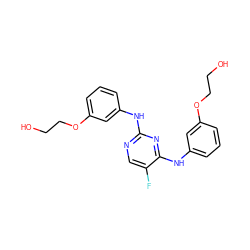 OCCOc1cccc(Nc2ncc(F)c(Nc3cccc(OCCO)c3)n2)c1 ZINC000114328916