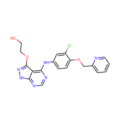 OCCOc1n[nH]c2ncnc(Nc3ccc(OCc4ccccn4)c(Cl)c3)c12 ZINC000029128600