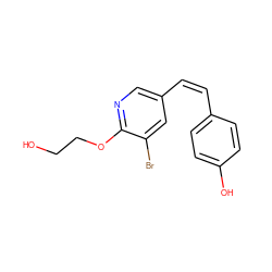 OCCOc1ncc(/C=C\c2ccc(O)cc2)cc1Br ZINC000049803787