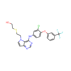 OCCSCCn1ccc2ncnc(Nc3ccc(Oc4cccc(C(F)(F)F)c4)c(Cl)c3)c21 ZINC000073165595