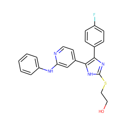 OCCSc1nc(-c2ccc(F)cc2)c(-c2ccnc(Nc3ccccc3)c2)[nH]1 ZINC001772640811