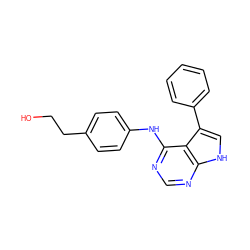 OCCc1ccc(Nc2ncnc3[nH]cc(-c4ccccc4)c23)cc1 ZINC000063539794