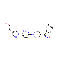 OCCc1cnn(-c2ccc(N3CCC(c4noc5ccc(F)cc45)CC3)nn2)c1 ZINC000473179739