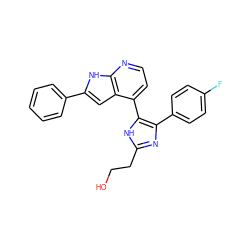 OCCc1nc(-c2ccc(F)cc2)c(-c2ccnc3[nH]c(-c4ccccc4)cc23)[nH]1 ZINC001772599473