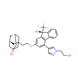 OCCn1cc(-c2cc(OCCC34C[C@H]5C[C@@H](CC(O)(C5)C3)C4)cc3c2-c2ccccc2[C@@]3(O)C(F)(F)F)cn1 ZINC000144883016