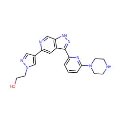 OCCn1cc(-c2cc3c(-c4cccc(N5CCNCC5)n4)n[nH]c3cn2)cn1 ZINC000205257242