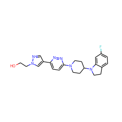 OCCn1cc(-c2ccc(N3CCC(N4CCc5ccc(F)cc54)CC3)nn2)cn1 ZINC000103242947